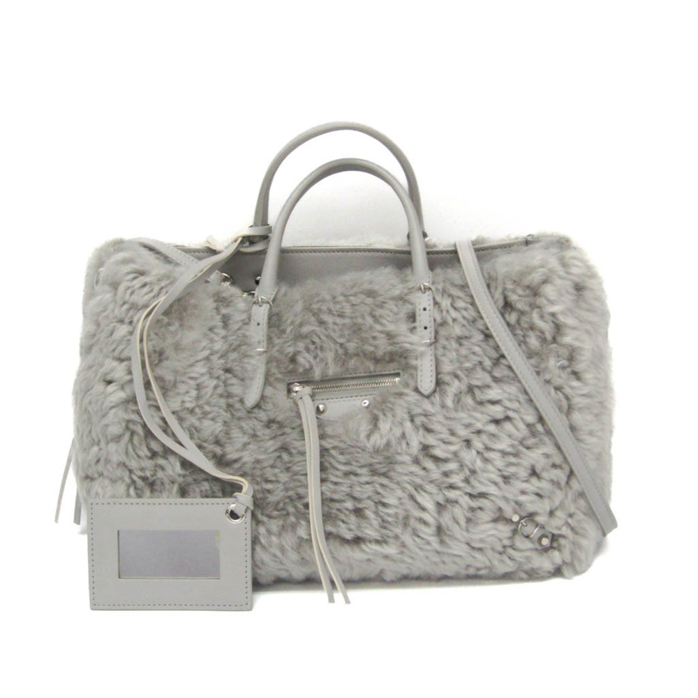 Balenciaga Papier A6 Zip Around Classic Studs Shearling